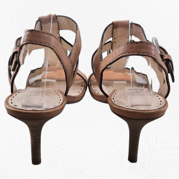 Coach Robin Tan Leather Buckle Sandals Size 6 Strappy Designer Stiletto Heels - Picture 5 of 8